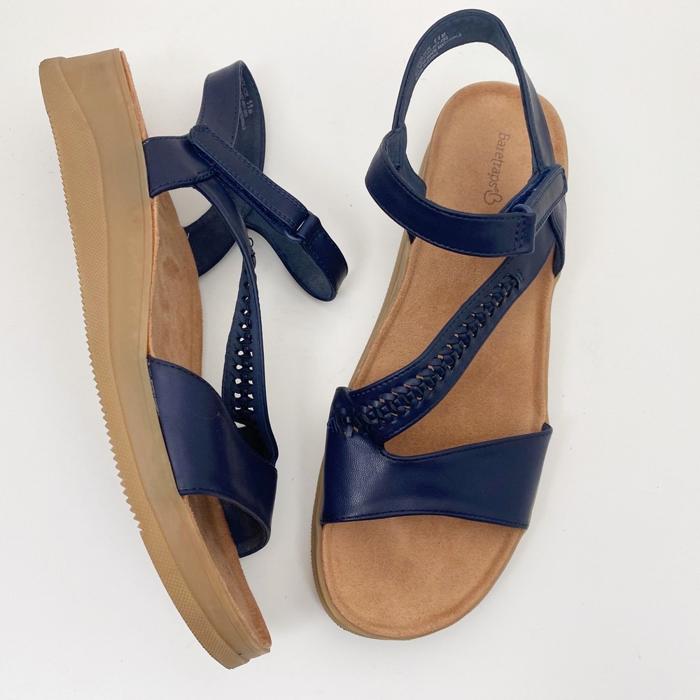 Baretraps Frolick Woven Wedge Platform Sandal Womens 11 Navy Blue